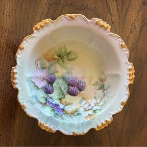 JPL Jean Pouyat Limoges 6.5” Bowl Hand Painted Gold Rim Signed France